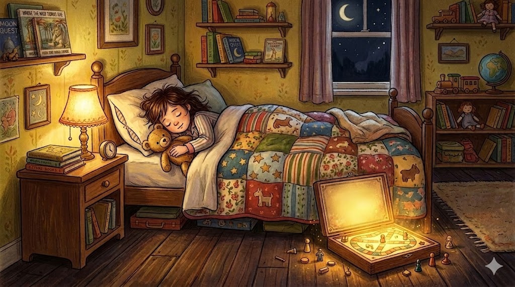 Parent reading bedtime story with child
